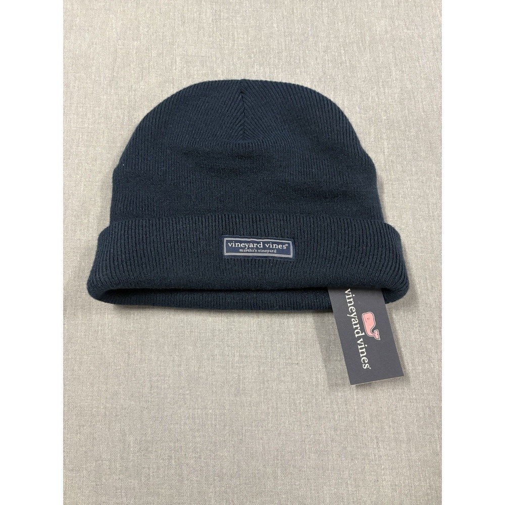 Vineyard Vines Merino Wool Watch Cap Beanie Knit Nautical Navy One Size NWT
